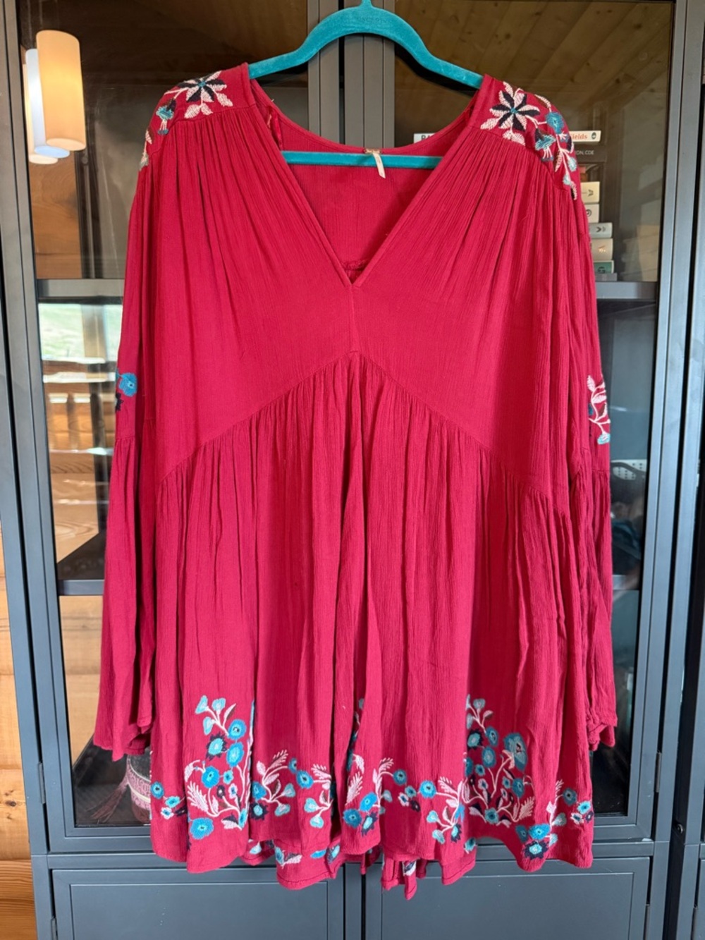 Free People Crimson Embroidered Boho Tunic